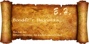 Bondár Hajnalka névjegykártya